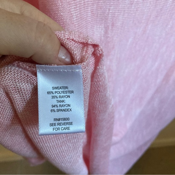 5/$20 Kate & Sam pink tank with 3/4 sleeve crop sweater set S - Picture 4 of 11